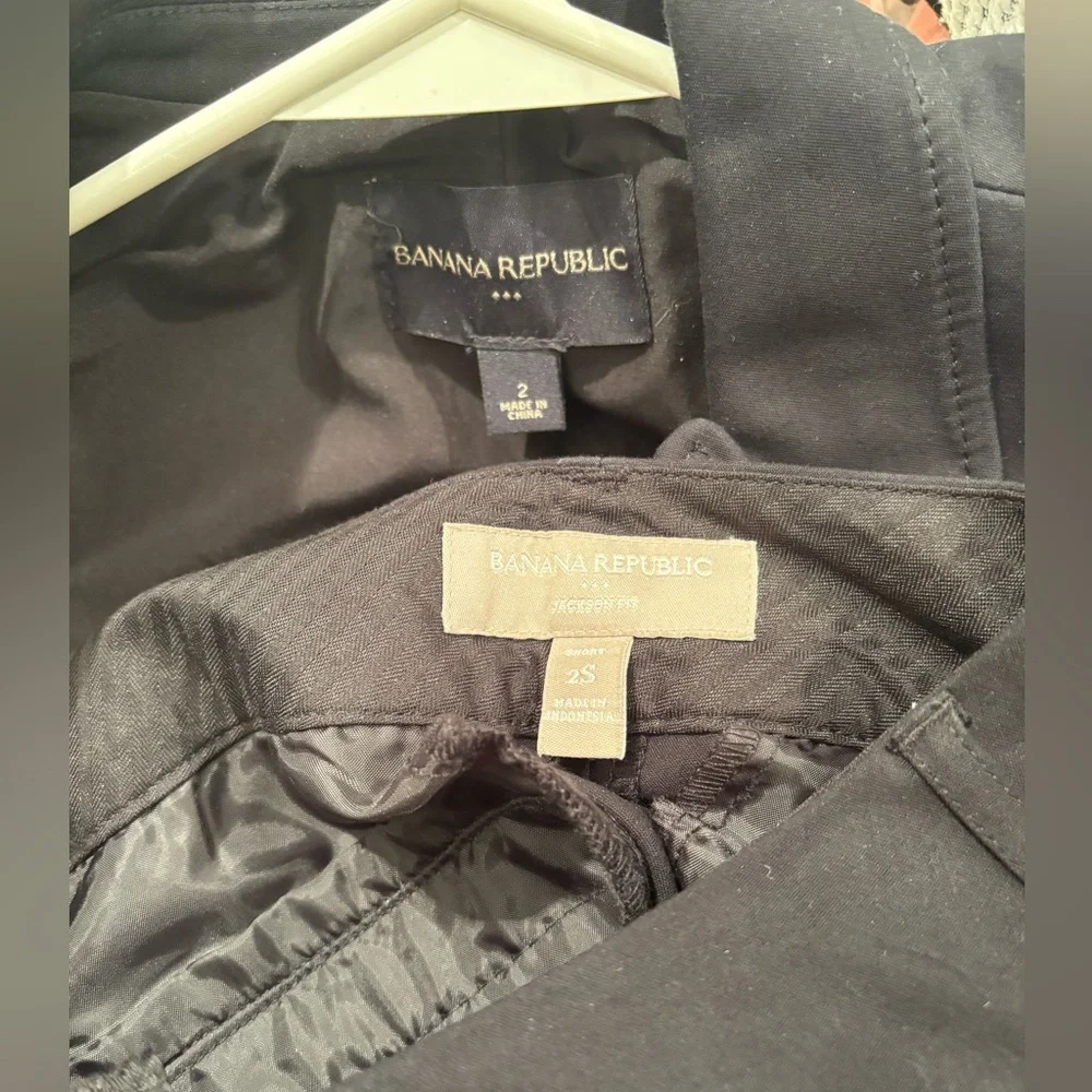 Black Cotton Banana Republic Pantsuit Suit with Blazer 2 - Picture 9 of 9